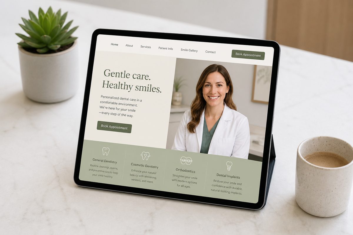 Medical clinic website mockup on a tablet